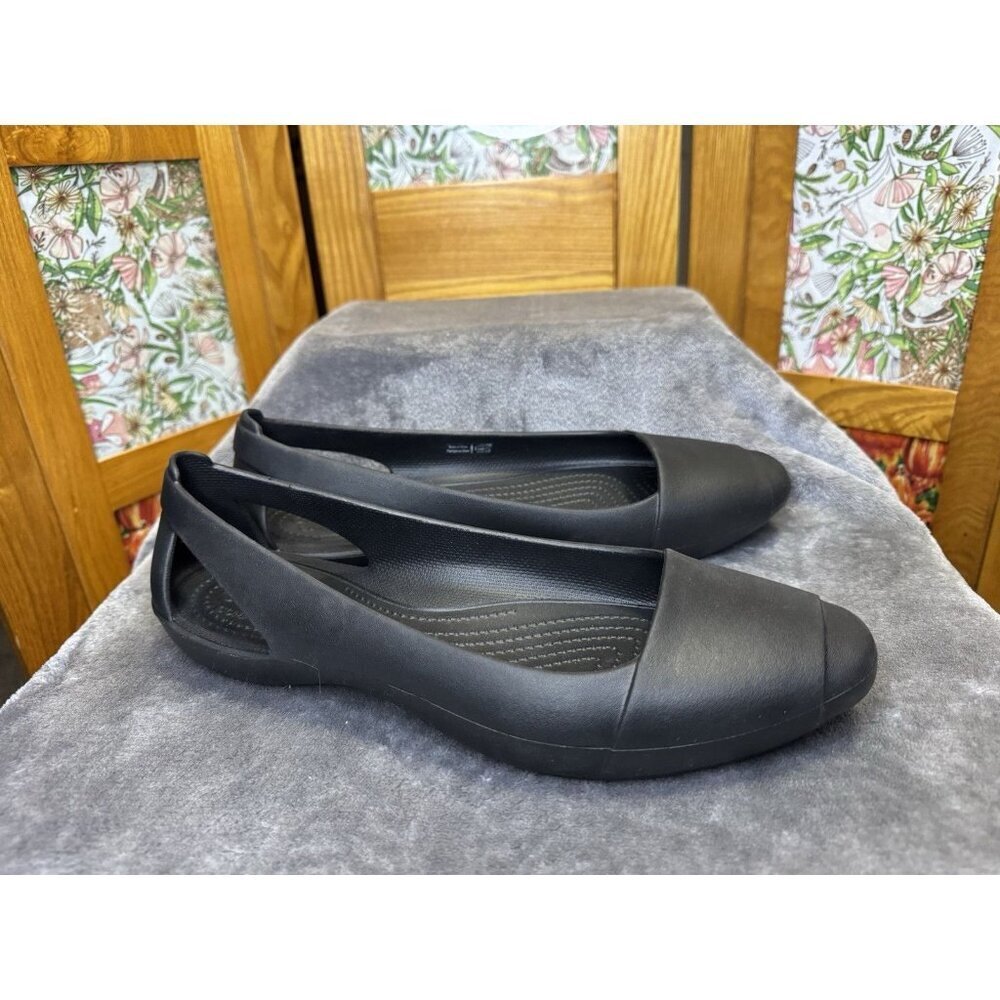 CROCS Shoes Womens 10 Black Sienna Ballet Flats Iconic Comfort Slip On